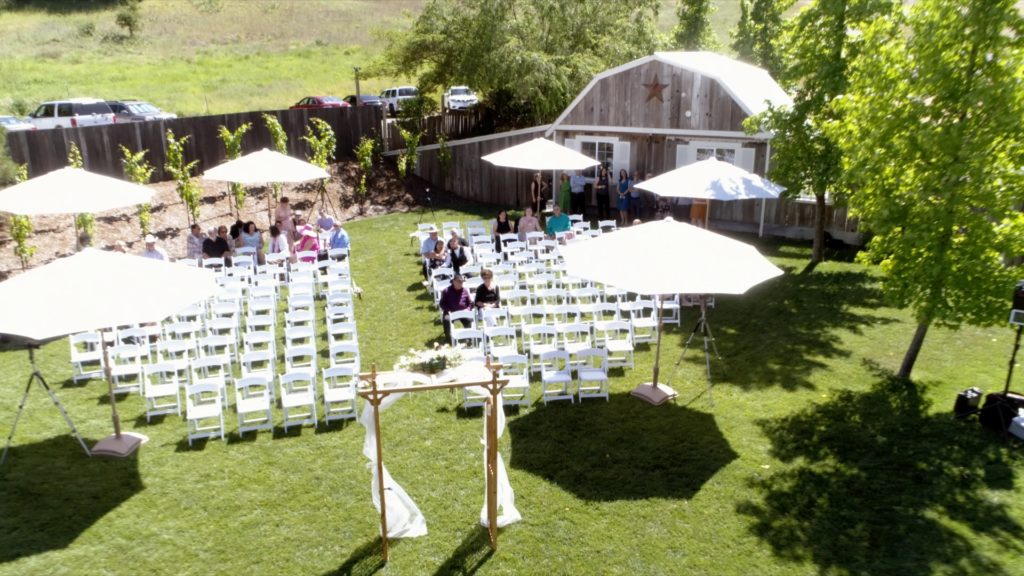 aerial view of ceremony site