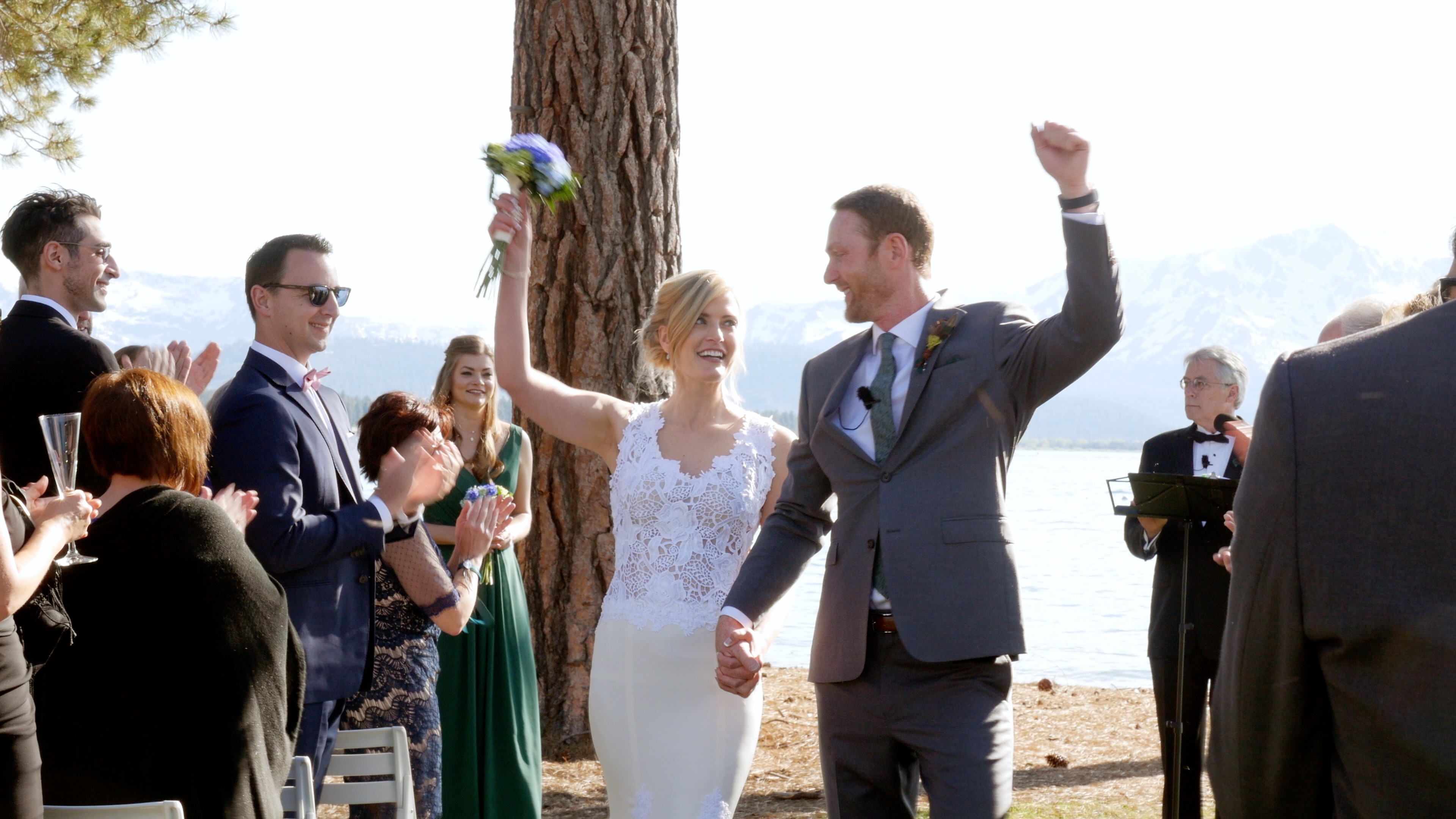 Just married bride and groom at edgewood resort lake tahoe