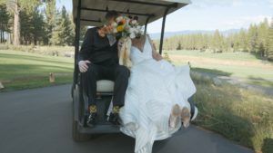 lake tahoe wedding couple on golf course