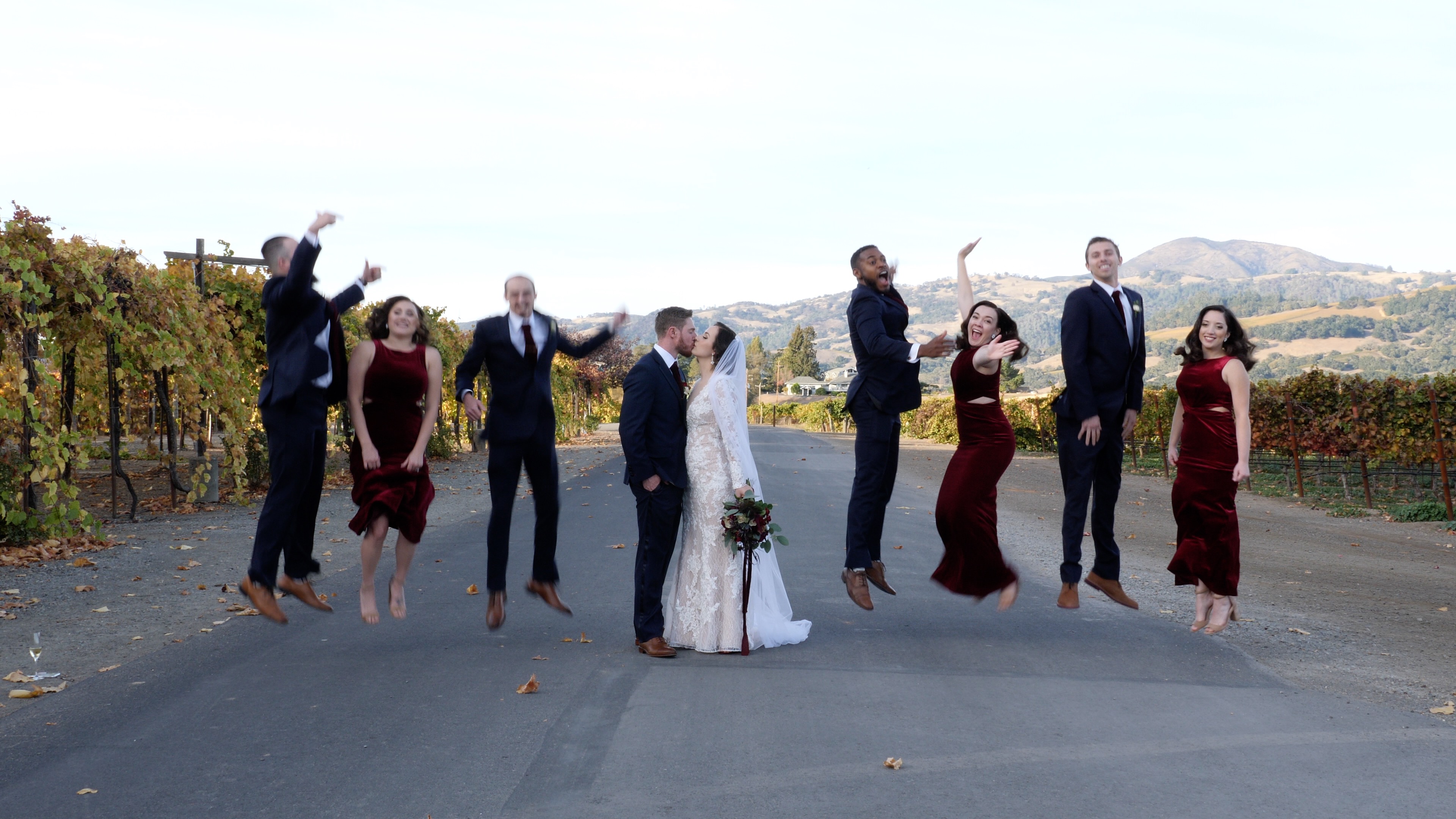 Trentadue Winery Wedding Video,Bridal party at sunset